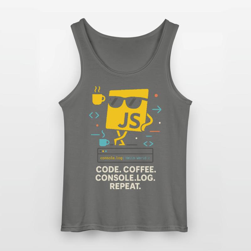 Code Coffee Console.log Répéter le programme JavaScript Débardeur Gildan Homme