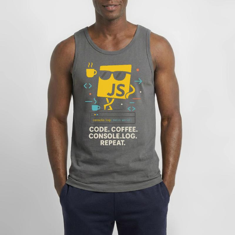 Code Coffee Console.log Répéter le programme JavaScript Débardeur Gildan Homme