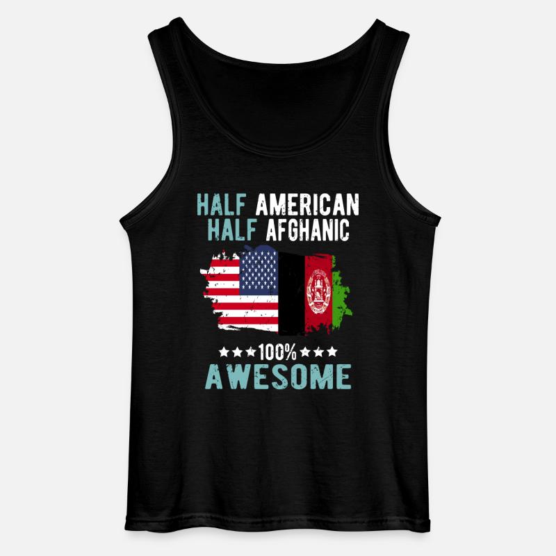 Halb Amerikaner Halb Afghane - Gildan Männer Tank Top - Schwarz