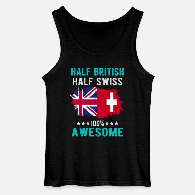 Halb Brite Halb Schweizer - Gildan Männer Tank Top - Schwarz