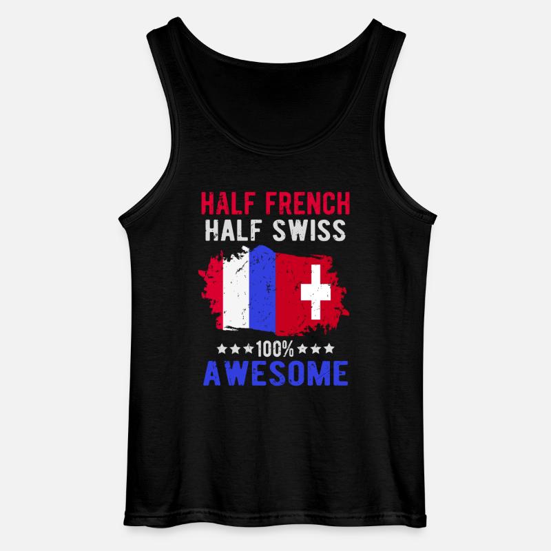 Halb Franzose Halb Schweizer - Gildan Männer Tank Top - Schwarz