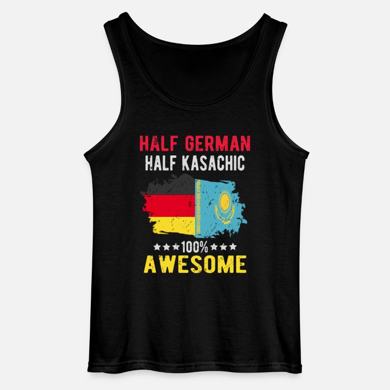 Halb Deutsch Halb Kasache - Gildan Männer Tank Top - Schwarz
