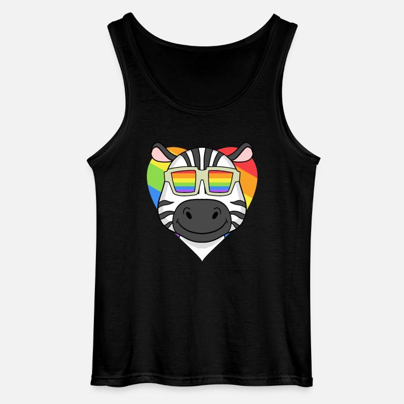 Regenbogen - Zebra mit Brille - Gildan Männer Tank Top - Schwarz