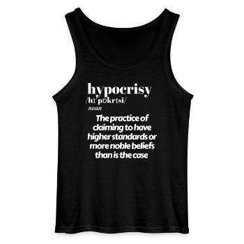 hypocrisy meaning - Gildan Men’s Tank Top - black - Front - AI Model Male 185 dark (185cm)