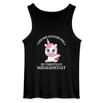 Geh us dem Weg unnötiger Sozialkontakt Einhorn - Gildan Männer Tank Top - Schwarz - Vorne - AI Model Male 185 dark (185cm)