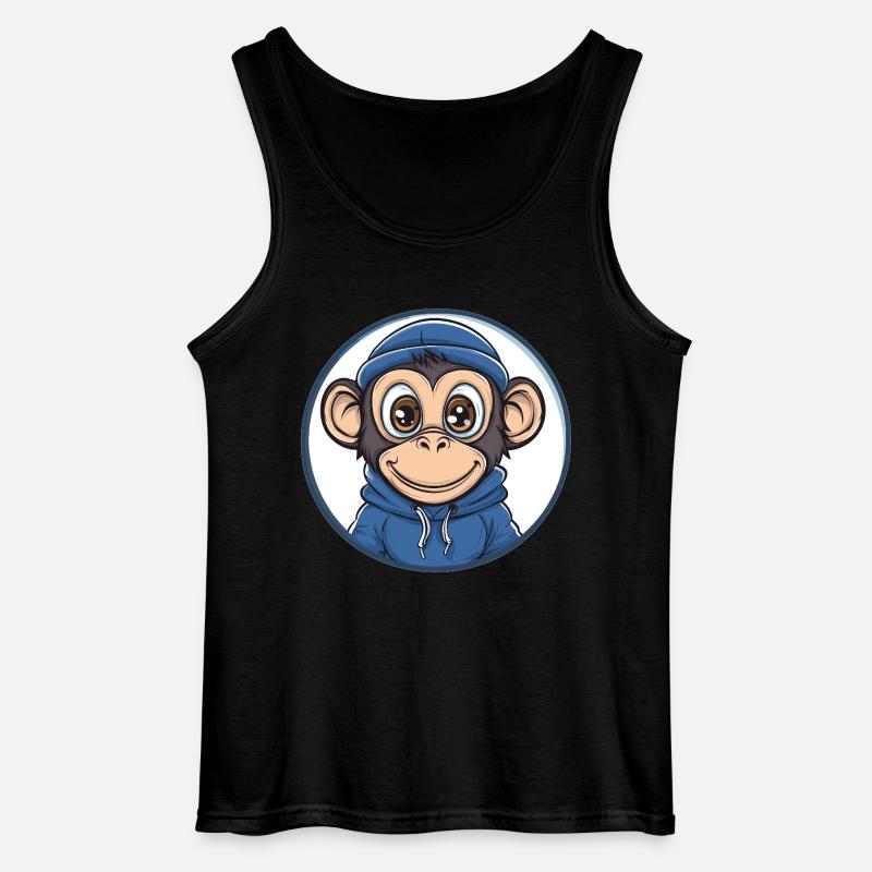 Cooler Affe mit Kapuze - Gildan Männer Tank Top - Schwarz