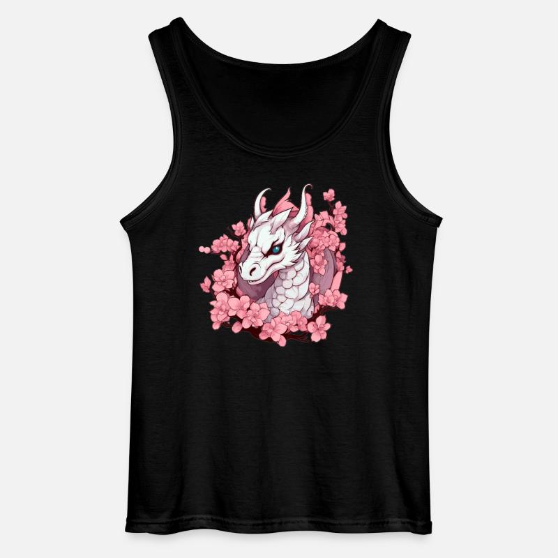 Weißer Drache mit Kirschblüten - Gildan Männer Tank Top - Schwarz