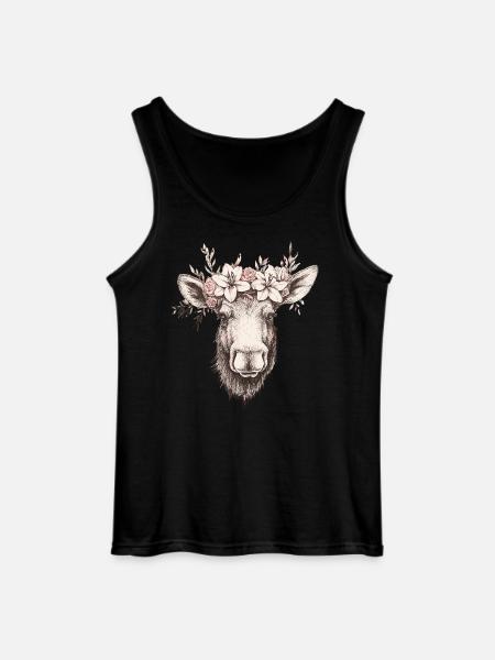 Moose with flower crown - Gildan Men’s Tank Top - black