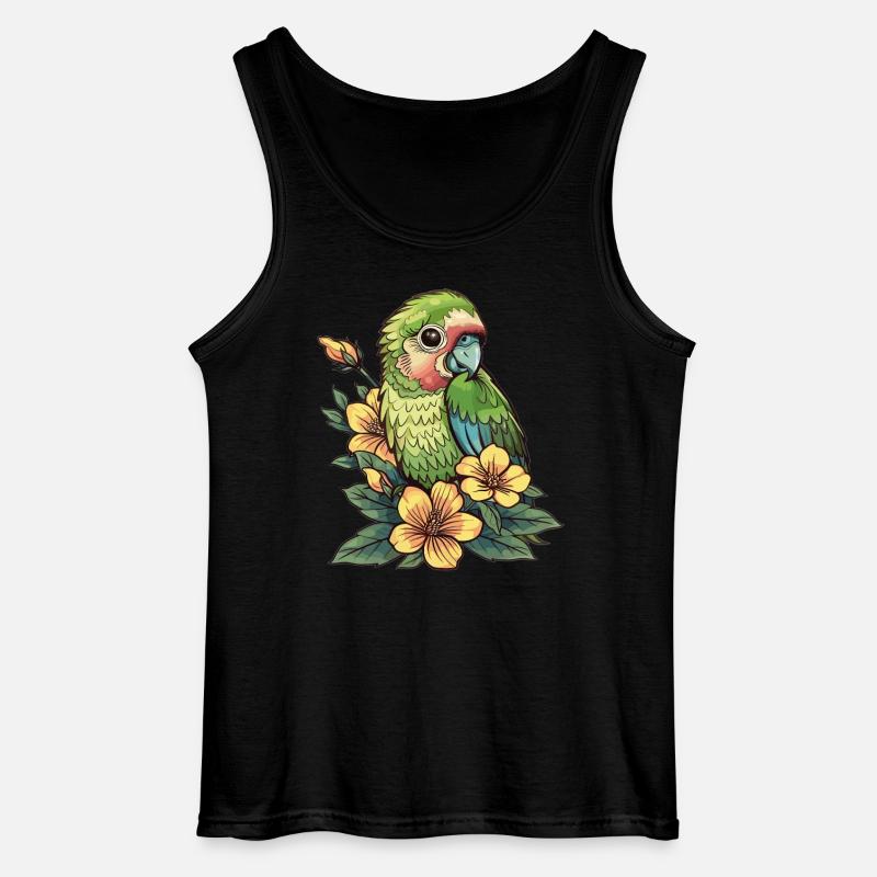 Papagei mit Blüten - Gildan Männer Tank Top - Schwarz