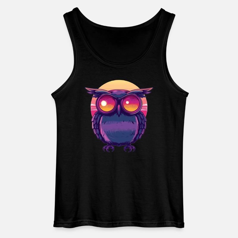Eule mit Sonnenbrillenblick - Gildan Männer Tank Top - Schwarz