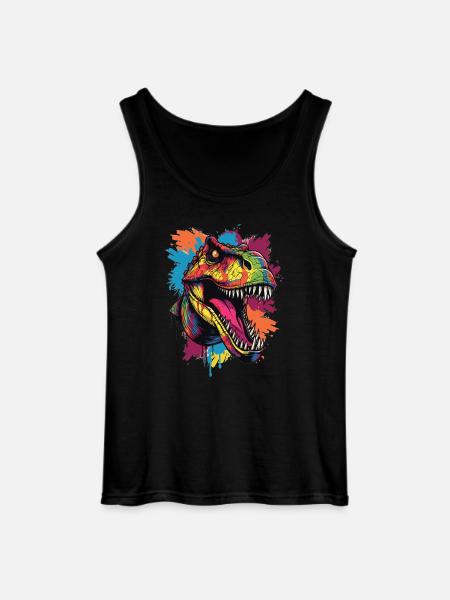 Bunter T-Rex Kopf - Gildan Männer Tank Top - Schwarz