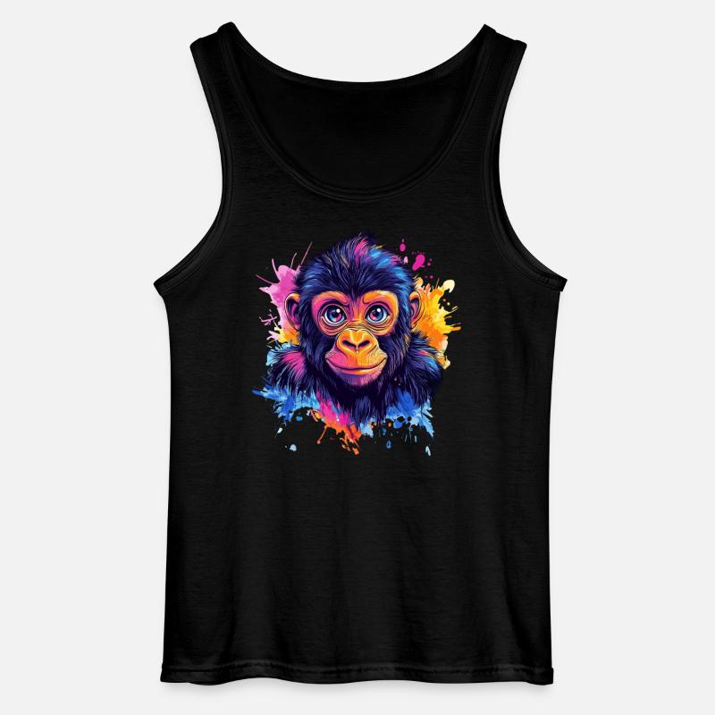 Bunter Affenkopf Splash - Gildan Männer Tank Top - Schwarz