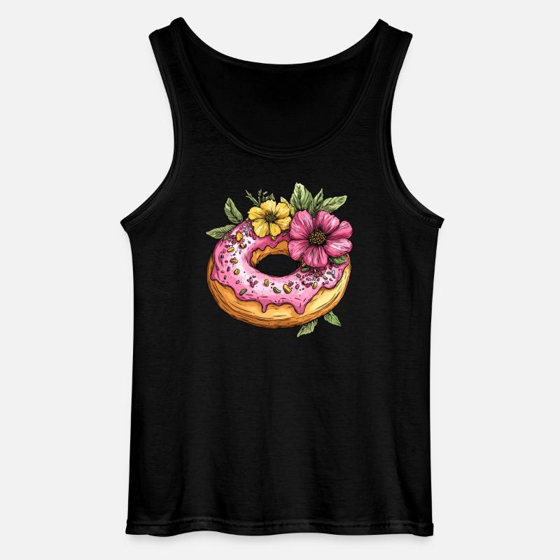 Donut mit Blüten - Gildan Männer Tank Top - Schwarz
