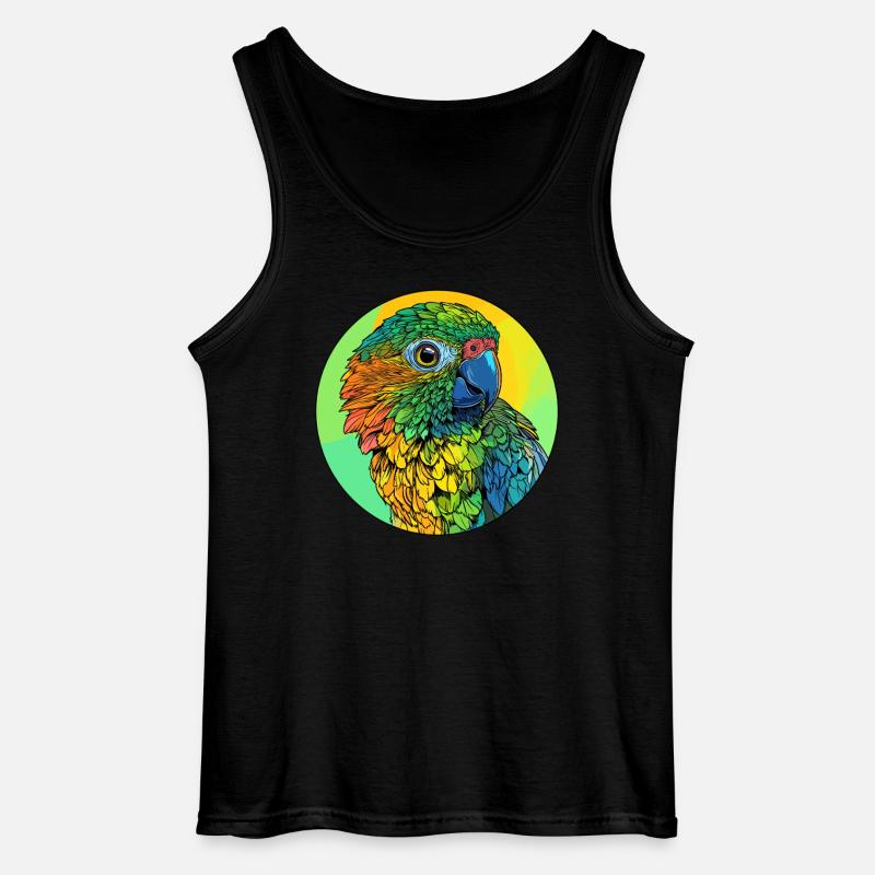 Bunter Papageienkopf - Gildan Männer Tank Top - Schwarz