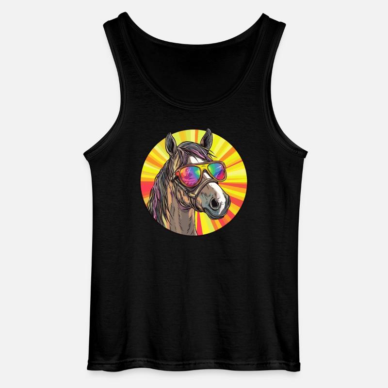 Pferd mit Sonnenbrille - Gildan Männer Tank Top - Schwarz