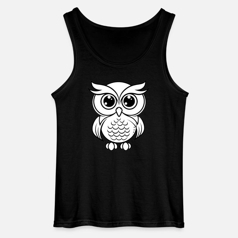 Süße Eule Umriss - Gildan Männer Tank Top - Schwarz