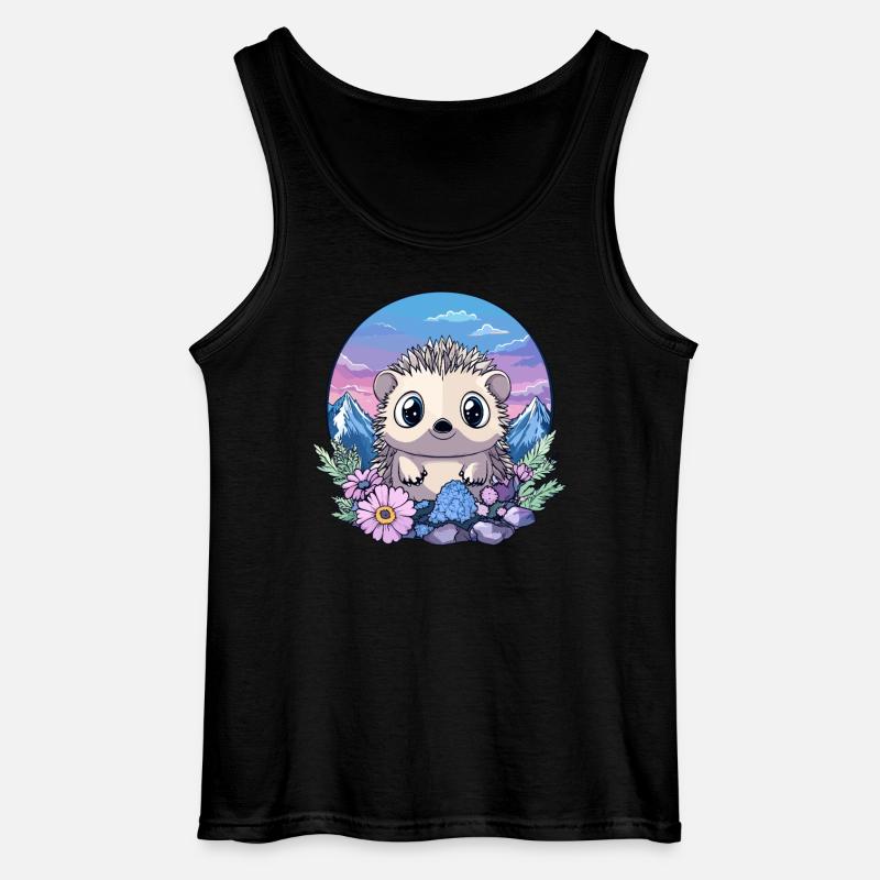Igel in Alpenblumen - Gildan Männer Tank Top - Schwarz
