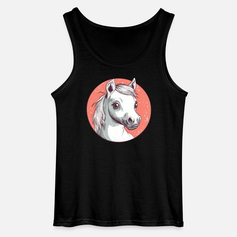 Weißes Pony mit Blick - Gildan Männer Tank Top - Schwarz