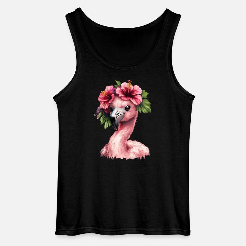 Flamingo mit Hibiskus - Gildan Männer Tank Top - Schwarz