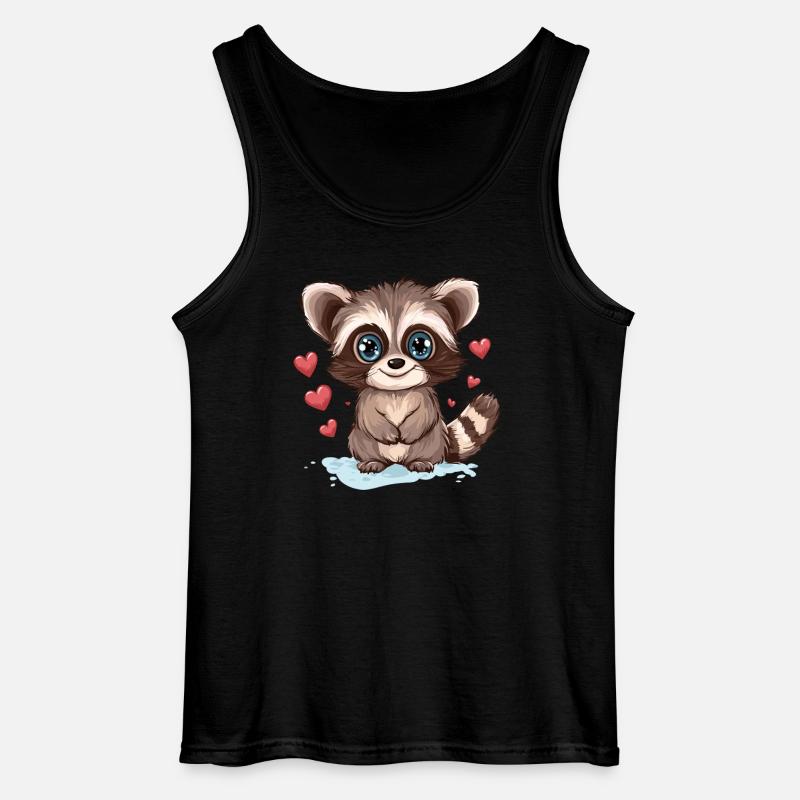 Waschbär mit Herzchen - Gildan Männer Tank Top - Schwarz