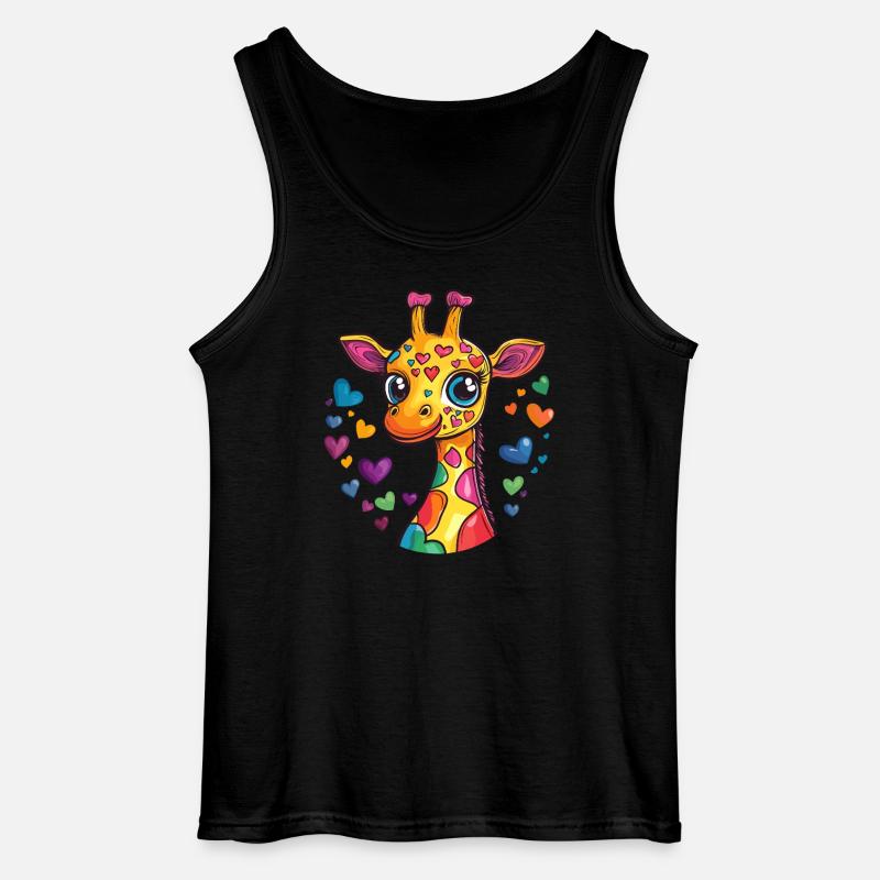 Herzige Regenbogen-Giraffe - Gildan Männer Tank Top - Schwarz