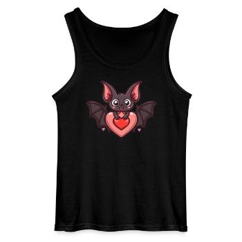 Heart-shaped bat with googly eyes - Gildan Men’s Tank Top - black - Front - AI Model Male 185 dark (185cm)