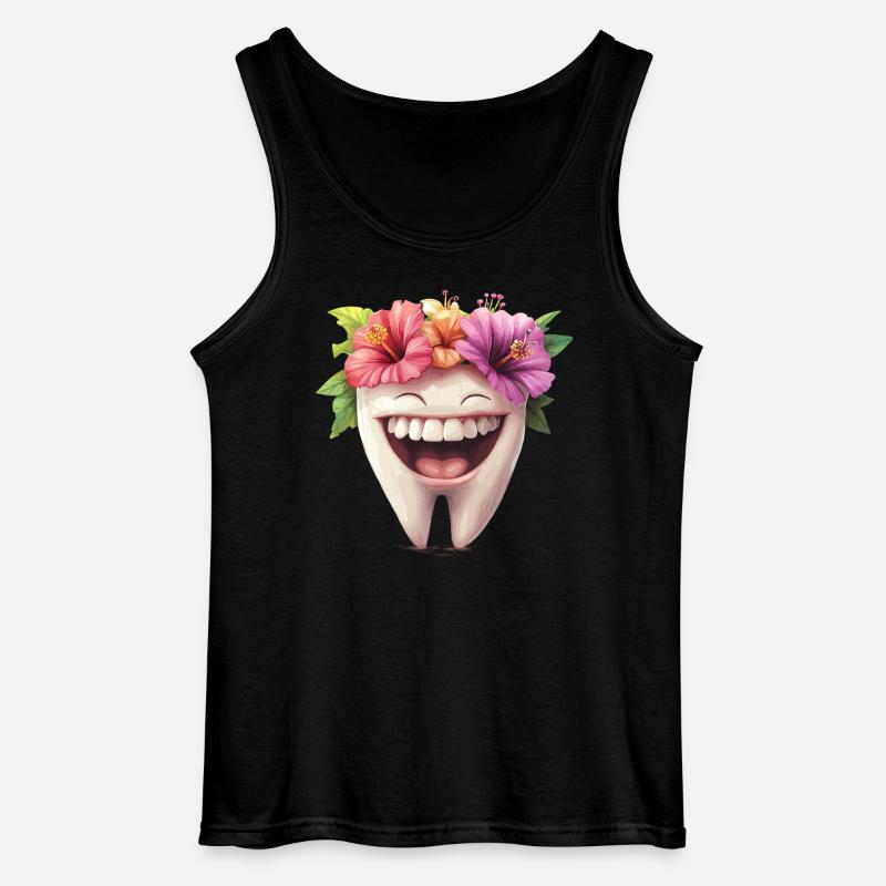 Lachender Zahn mit Blüten - Gildan Männer Tank Top - Schwarz