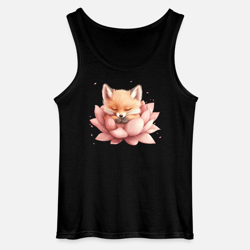 Fuchs schläft in Blüte - Gildan Männer Tank Top - Schwarz