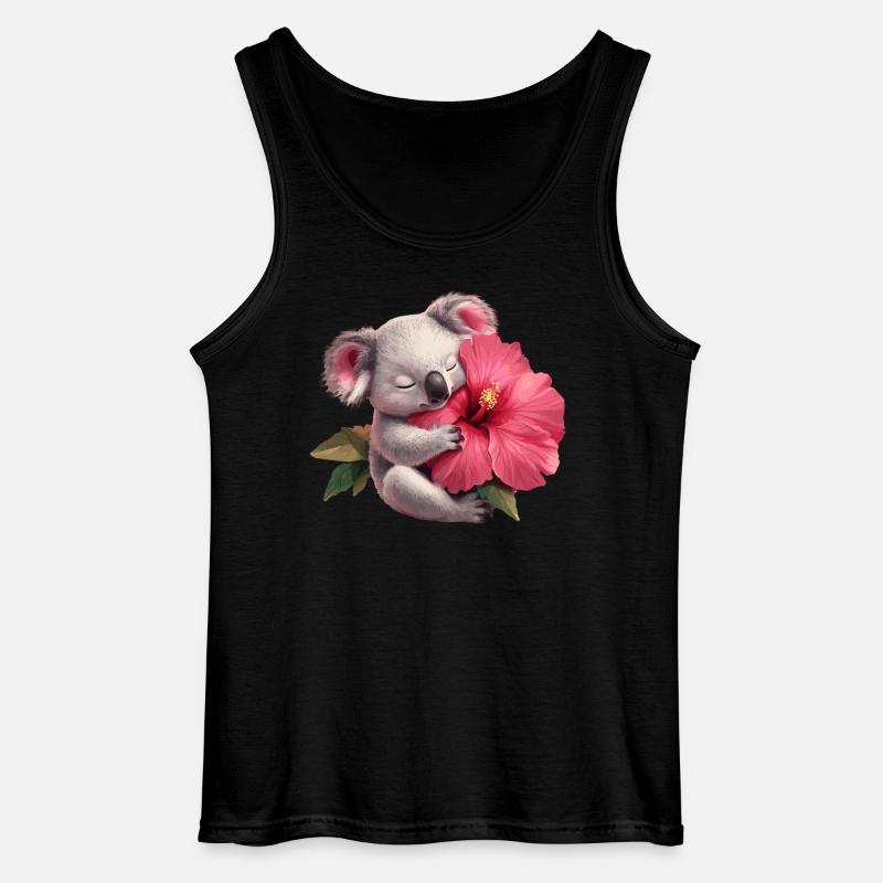 Koala mit Riesenblume - Gildan Männer Tank Top - Schwarz