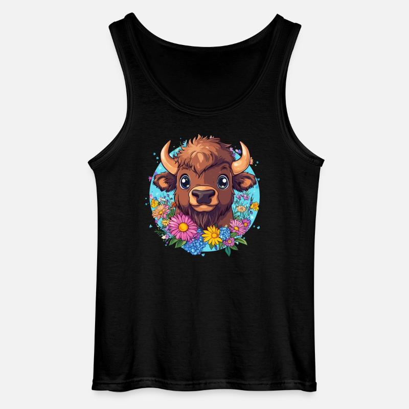 Bison mit Blumenkranz - Gildan Männer Tank Top - Schwarz