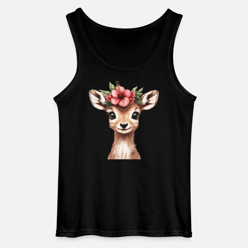 Reh mit Blüte - Gildan Männer Tank Top - Schwarz