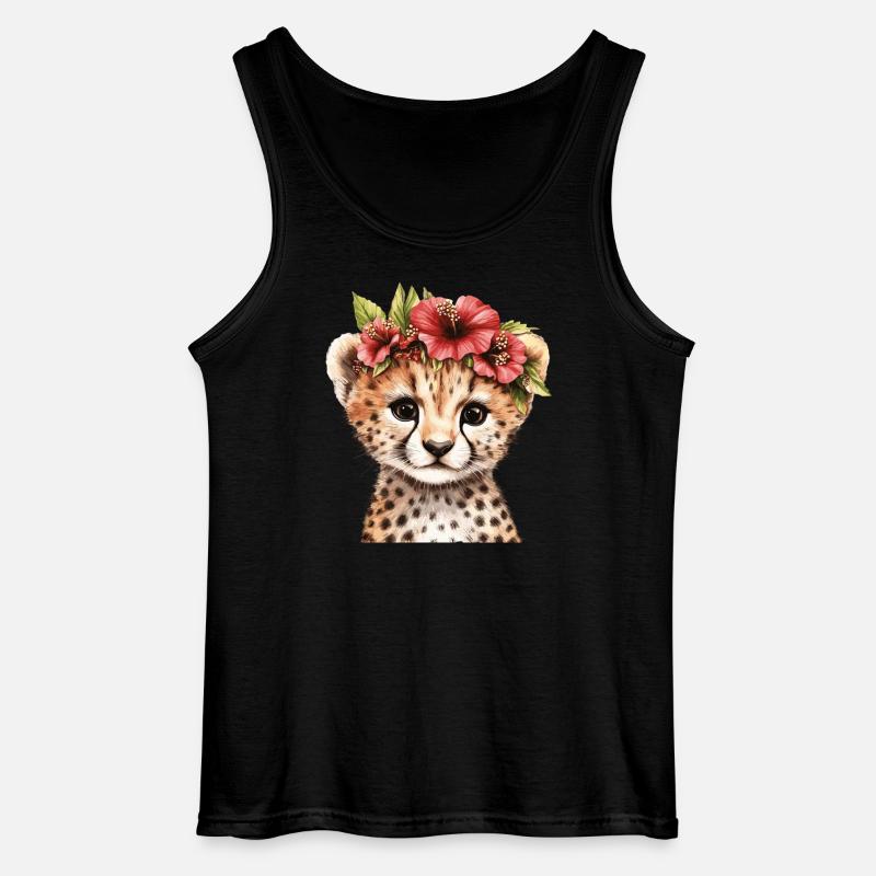 Gepard mit Blumenkranz - Gildan Männer Tank Top - Schwarz