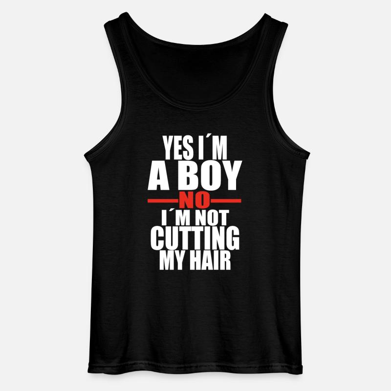 Junge Langes Haar Zitat - Gildan Männer Tank Top - Schwarz