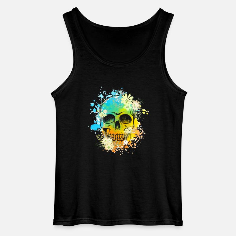 Skull Blumen - Gildan Männer Tank Top - Schwarz