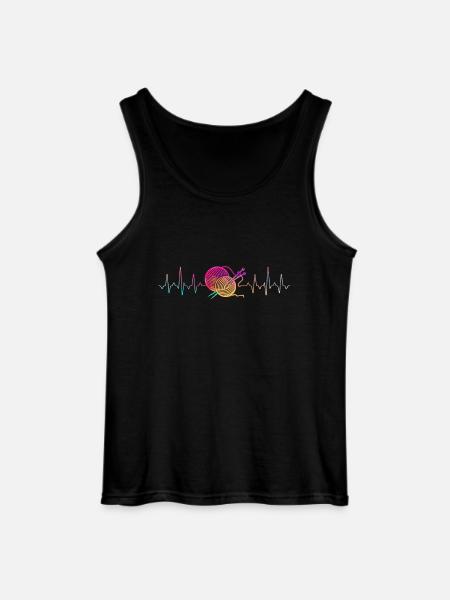 Knitting Heartbeat - Gildan Men’s Tank Top - black