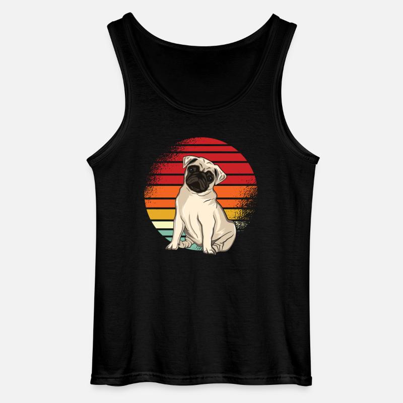 Mops Retro - Gildan Männer Tank Top - Schwarz