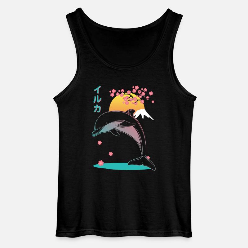 Delfin Japan Aesthetic - Gildan Männer Tank Top - Schwarz