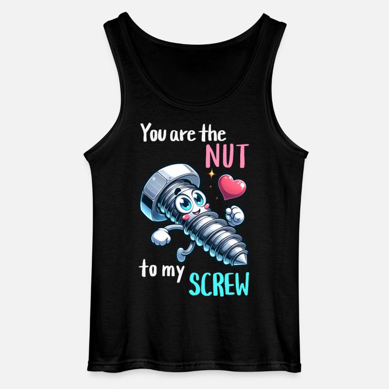 Funny Screwing Nut Pair Design - Gildan Men’s Tank Top - black