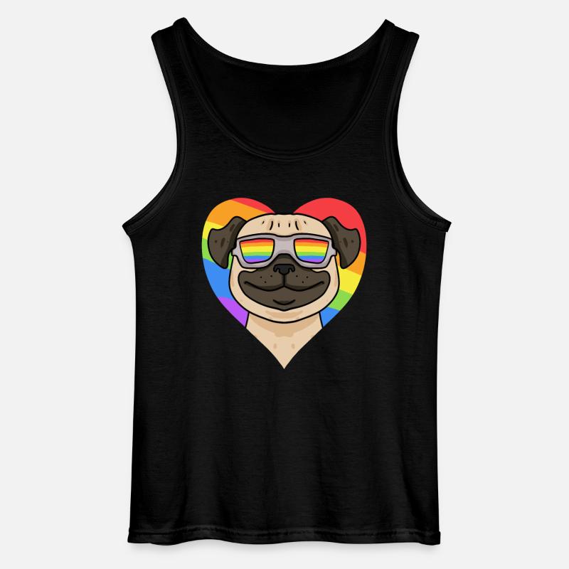 Mops Regenbogen Herz - Gildan Männer Tank Top - Schwarz
