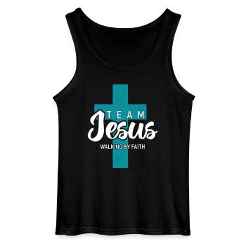 Team Jesus – Walking By Faith für Christen - Gildan Männer Tank Top - Schwarz - Vorne - AI Model Male 185 dark (185cm)
