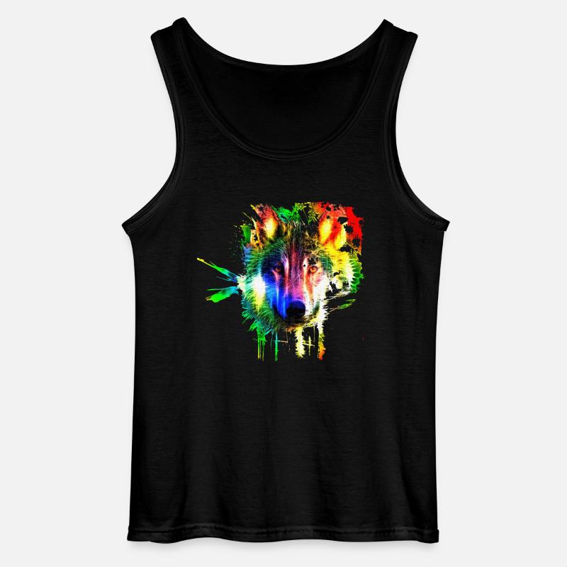 Wolf Splash Modern - Gildan Men’s Tank Top - black