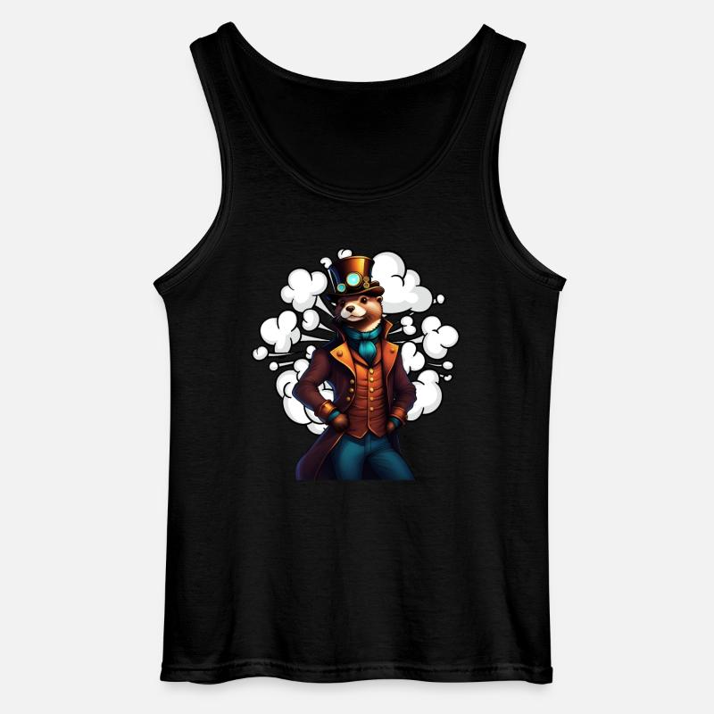 Erfindergeist Otter Steampunk Technikotter - Gildan Männer Tank Top - Schwarz