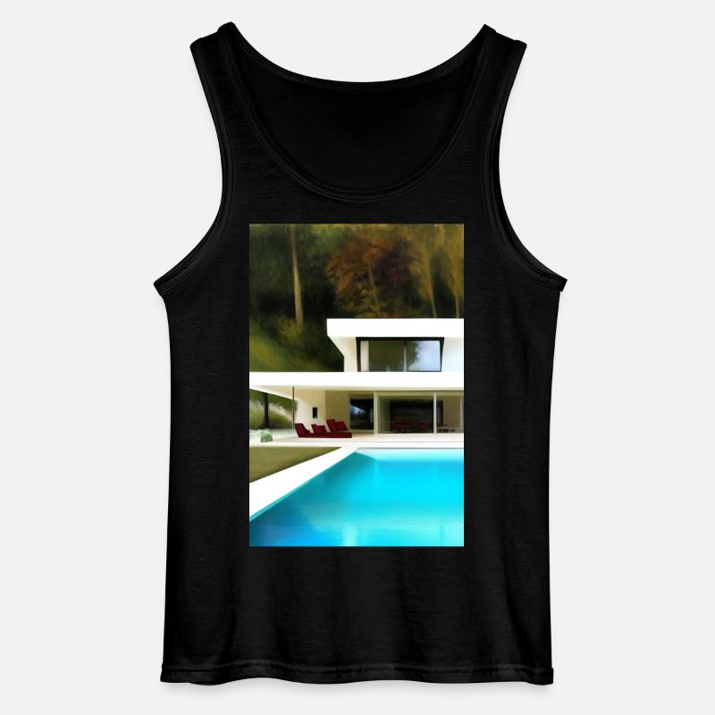 Weiße Villa mit Pool - Gildan Männer Tank Top - Schwarz