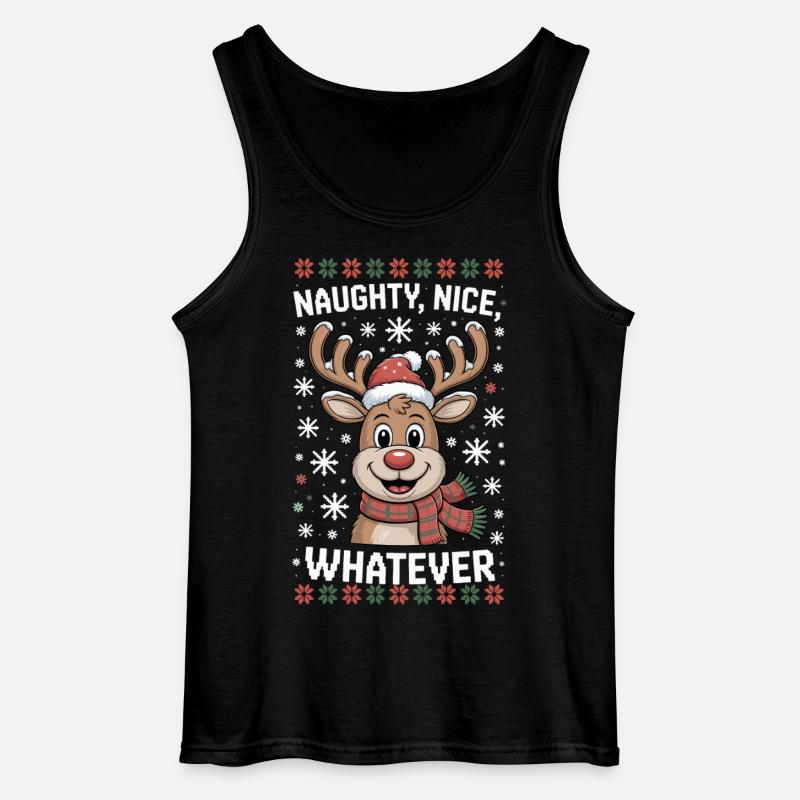 Naughty Nice Whatever Rentier - Gildan Männer Tank Top - Schwarz