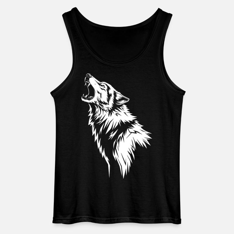 Heulender Wolf in Silhouette - Gildan Männer Tank Top - Schwarz