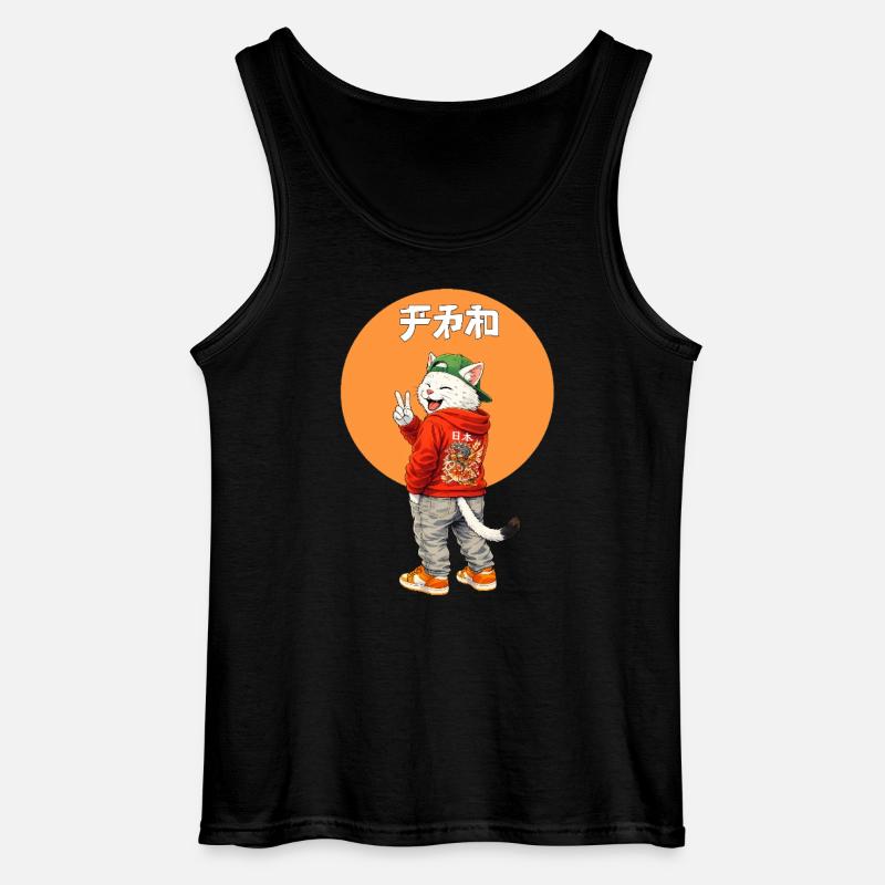 Katze-Peace  - Gildan Männer Tank Top - Schwarz