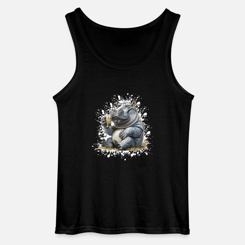 Nilpferd Bier Lustig - Gildan Männer Tank Top - Schwarz