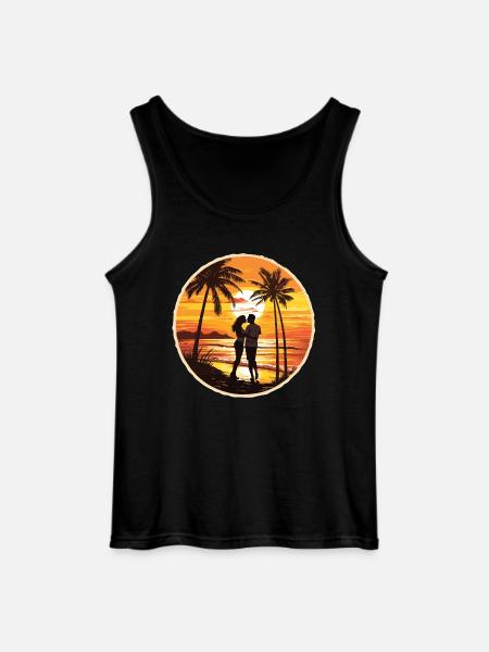 Beach, Island, Sea, Sunset - Gildan Men’s Tank Top - black