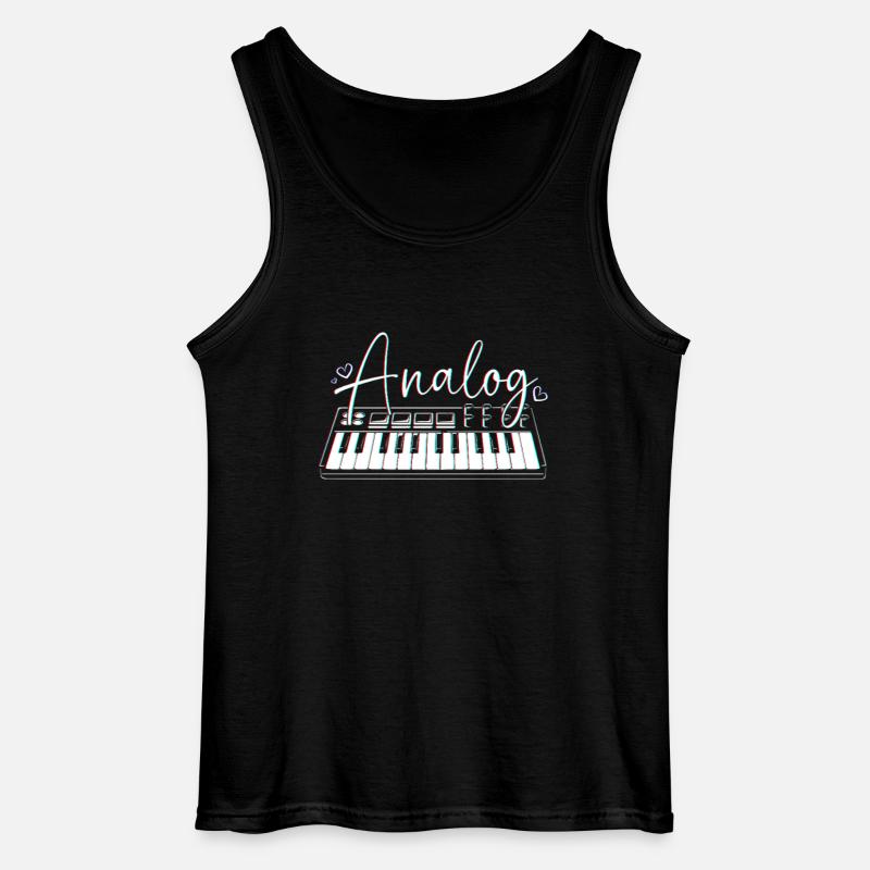 DJ Djing Label Keyboard - Gildan Männer Tank Top - Schwarz