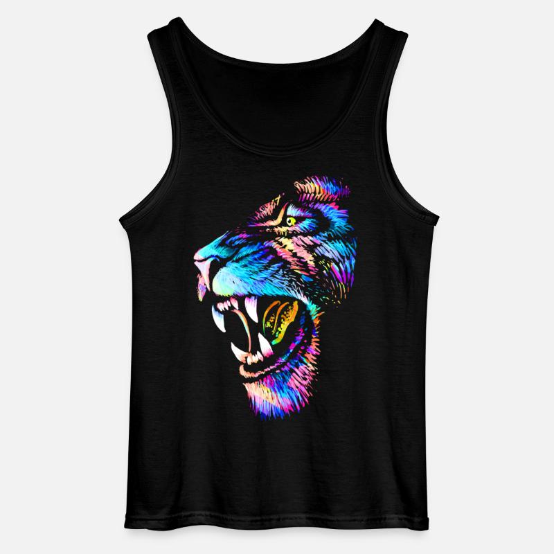 Löwe | Löwenkopf | Bunte Katze - Gildan Männer Tank Top - Schwarz